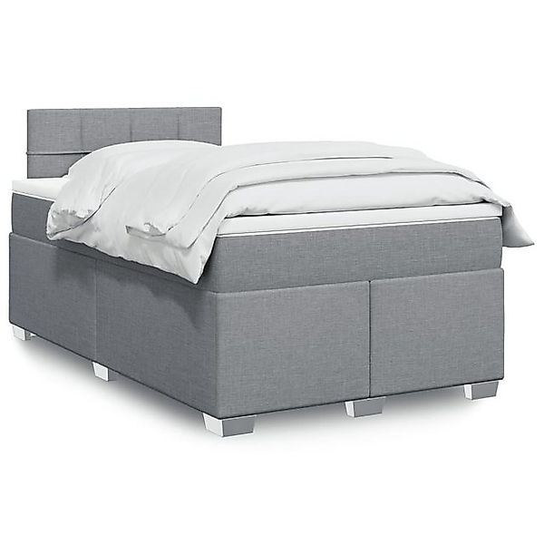 vidaXL Boxspringbett, Boxspringbett mit Matratze Hellgrau 120x190 cm Stoff günstig online kaufen