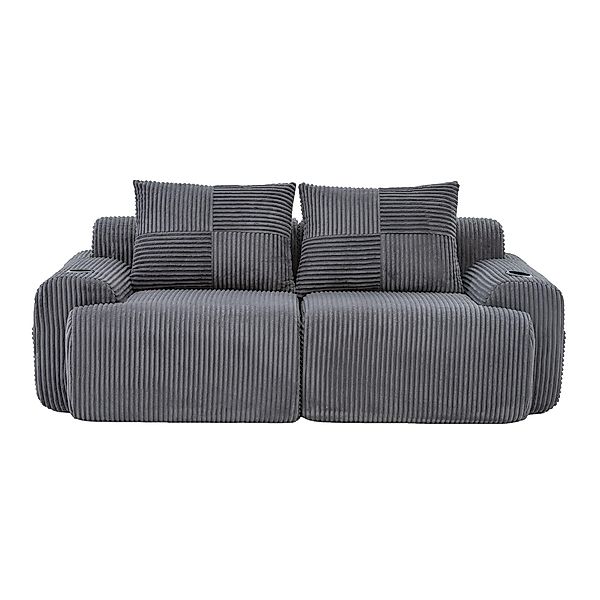Modulares 2-Sitzer-Cordsofa, mit Getränkehalter und Seitentasche, 200x99x80 günstig online kaufen