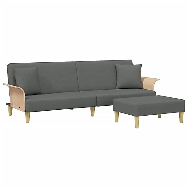 vidaXL Schlafsofa 2-Sitzer mit Kissen und Fußhocker Dunkelgrau Samt 3216216 günstig online kaufen