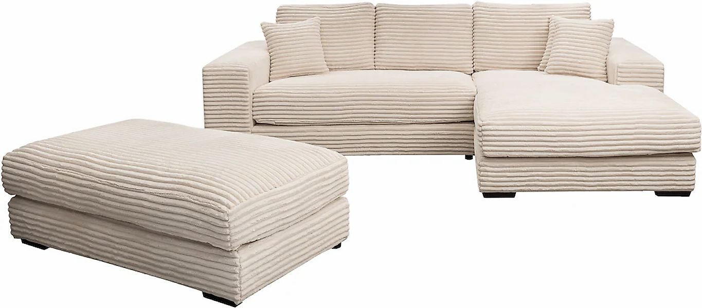 WERK2 Polstergarnitur "Eden L-Form + Hocker. Mega Couch Breite 286cm, Cord" günstig online kaufen