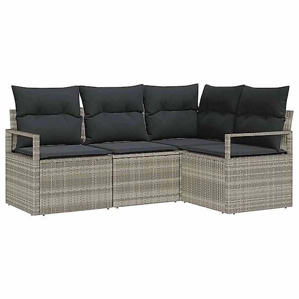 vidaXL Garten-Sofa-Set 4-Tlg Hellgrau Poly Rattan 3346362 günstig online kaufen