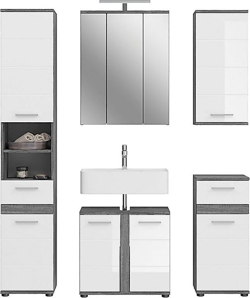 welltime Badmöbel-Set LUCCA, 5-teilig, TOPSELLER!, inklusive LED Beleuchtun günstig online kaufen