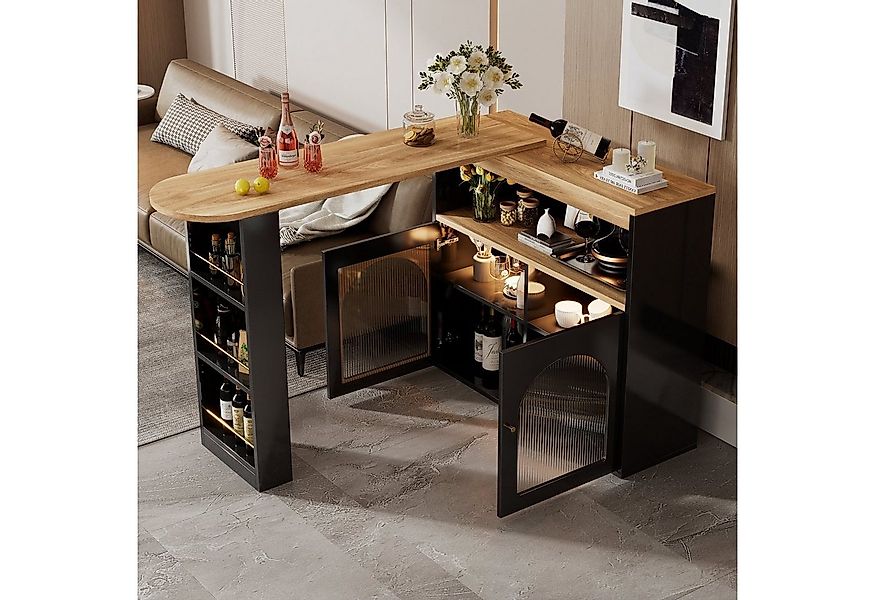 Ulife Bartisch ausziehbar, 360° drehbar, mit LED Beleuchtung, viel Stauraum günstig online kaufen