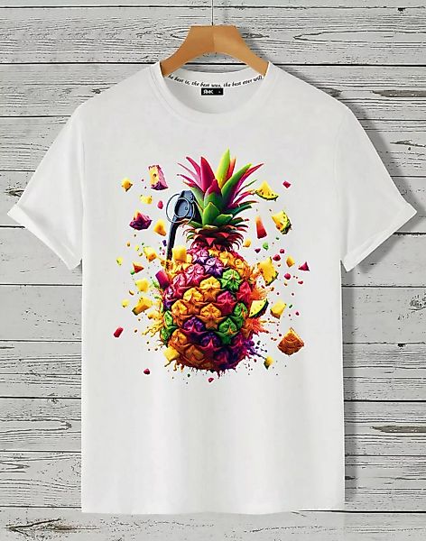 RMK T-Shirt Herren Shirt Basic Rundhals Ananas Sommer aus Baumwolle günstig online kaufen