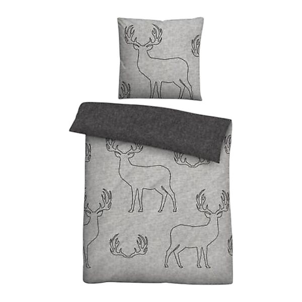 Biberna Bettwäsche Melange Flanell Farbe Grau günstig online kaufen