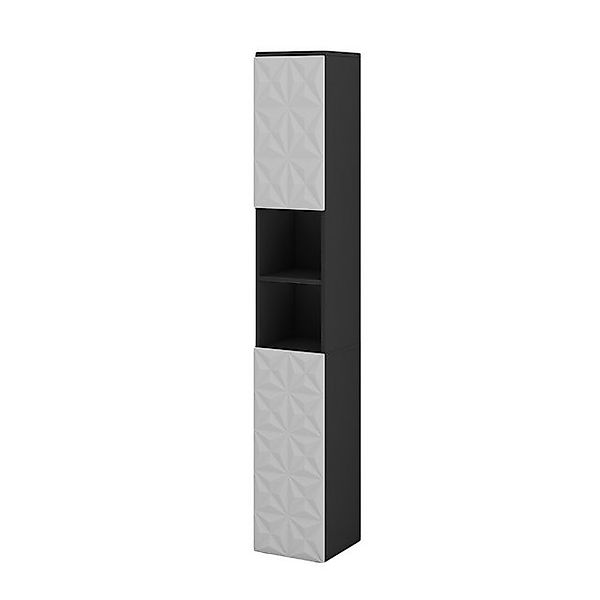 Vicco Badschrank Edge Schwarz/Weiß 30 x 190 cm mit 2 Türen und 3 Fächer günstig online kaufen