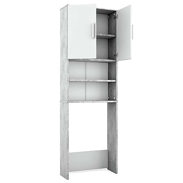 Vicco Toilettenschrank Beton/Weiß 64 x 190 cm mit 2 Türen günstig online kaufen
