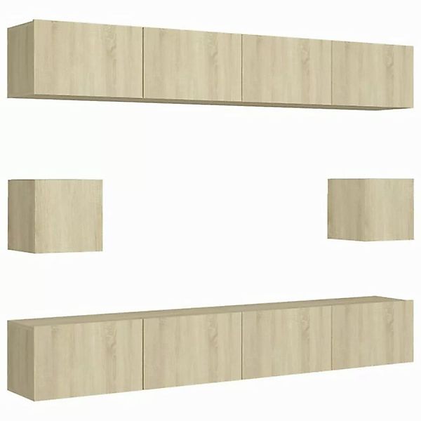 vidaXL TV-Schrank 6-tlg TV-Schrank-Set Sonoma Eiche Spanplatte TV-Konsole f günstig online kaufen