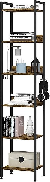 Woltu Standregal, mit 6 Ebenen, 4 Haken, Küchenregal Lagerregal im Industri günstig online kaufen