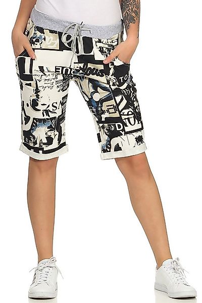 CLEO STYLE Sweatbermudas Sweat Bermuda 9 Beige Schrift günstig online kaufen