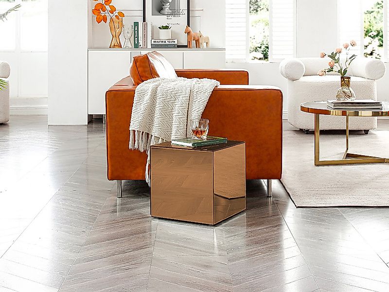 Beistelltisch mit Rauchspiegelglas und MDF - Braun - CUBIX von Pascal MORAB günstig online kaufen