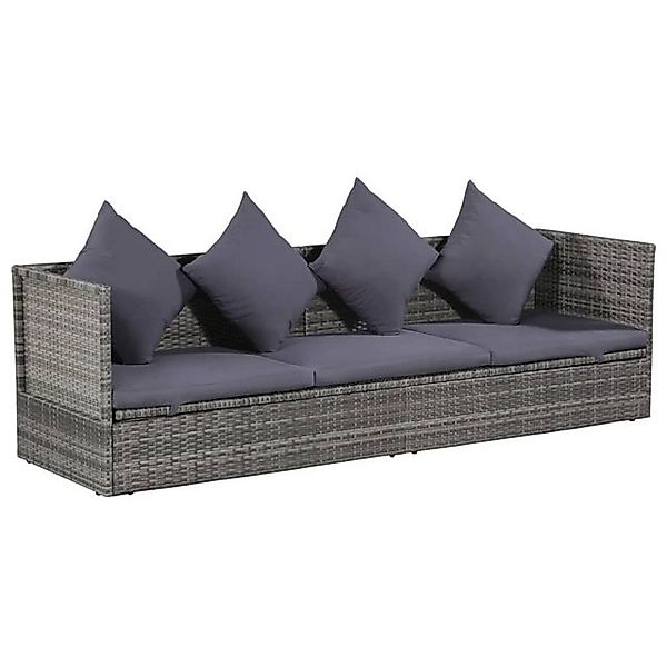 furnicato Bett Garten-Sofabett 200x60 cm Poly Rattan Grau (1-tlg) günstig online kaufen