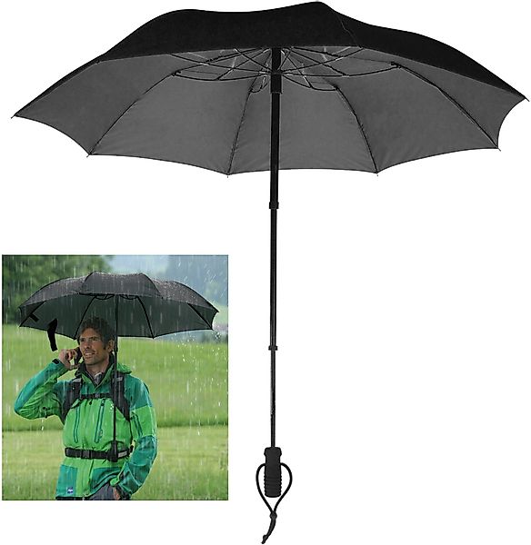EuroSCHIRM Taschenregenschirm "teleScope handsfree, schwarz" zweifach auszi günstig online kaufen