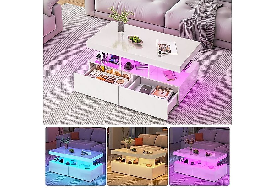 Gdood Couchtisch Ablagetisch LED Beistelltisch Breite 100 cm (1-St) günstig online kaufen