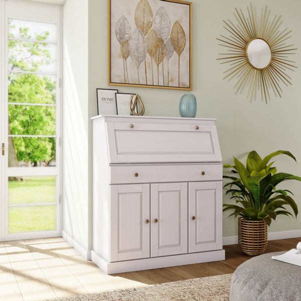 Home affaire Sekretär "Rossi" aus massiver Kiefer, variabel verstellbare Ei günstig online kaufen