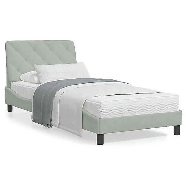 vidaXL Bettgestell Bett mit Matratze Hellgrau 90x200 cm Samt Bettgestell günstig online kaufen