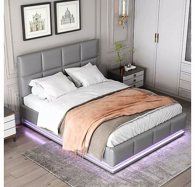 Fangqi Polsterbett 140x200cm großes Polsterbett mit LED-Beleuchtung und hyd günstig online kaufen