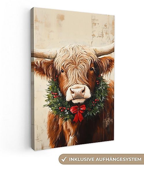 OneMillionCanvasses® Leinwandbild Weihnachten - Schottischer Highlander - B günstig online kaufen