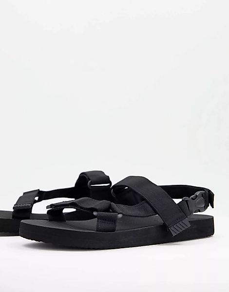 Pull&Bear – Sandalen in Schwarz mit Klettverschluss günstig online kaufen