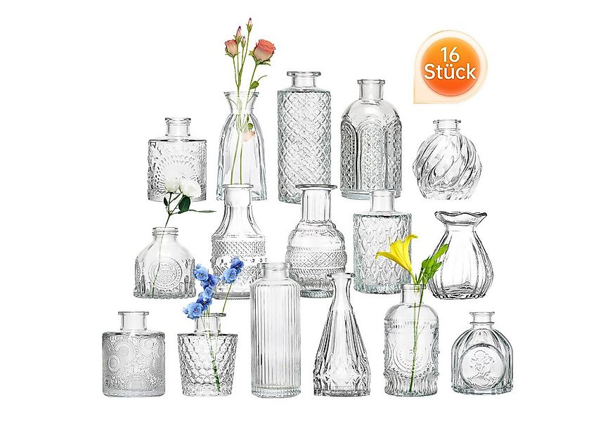 SEHAUSEU Dekovase Vase aus Glas Blumenvase (Set, 16 St) in 16 unterschiedli günstig online kaufen