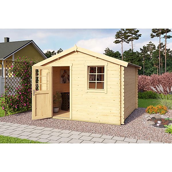 Lasita Holz-Gartenhaus Wels 3 Natur 339,8 cm x 320 cm günstig online kaufen