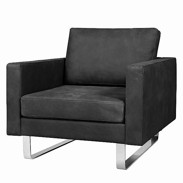 home24 Fredriks Sessel Portobello IV Schwarz Echtleder 82x75x85 cm (BxHxT) günstig online kaufen