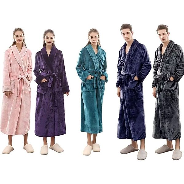 VewoTex Bademantel Flanell » langer Saunamantel mit Taschen und Kragen in W günstig online kaufen