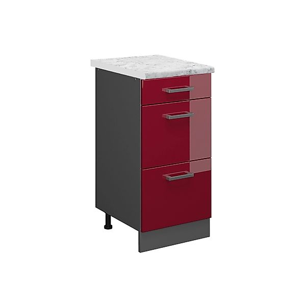 Vicco Küchenschrank R-Line Schubladenschrank für die Küche Bordeaux Hochgla günstig online kaufen