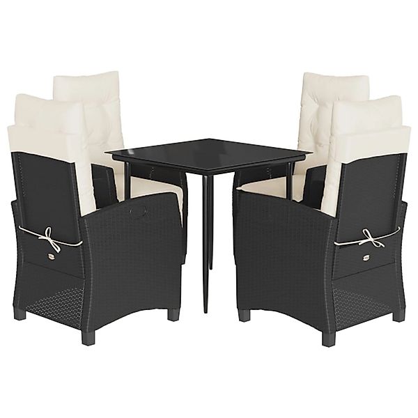 vidaXL 5-Tlg Garten-Essgruppe mit Kissen Schwarz Poly Rattan 3212724 günstig online kaufen