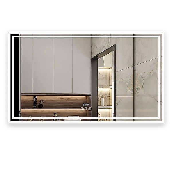 Aica Sanitär Badspiegel mit Bluetooth 100x60 cm Spiegel mit Uhr LED Beleuch günstig online kaufen