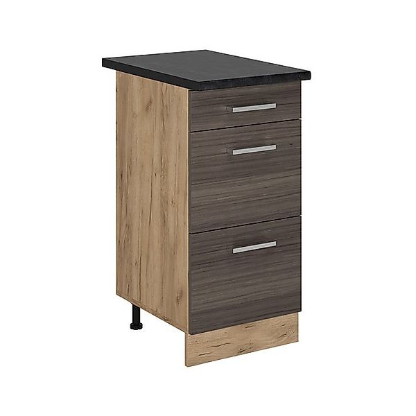 Vicco Unterschrank R-Line, Edelgrau/Goldkraft Eiche, 40 cm mit Schubladen, günstig online kaufen