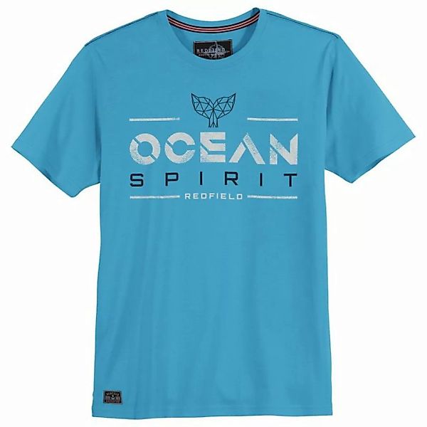 redfield Rundhalsshirt Große Größen Herren T-Shirt azurblau Print Ocean Spi günstig online kaufen