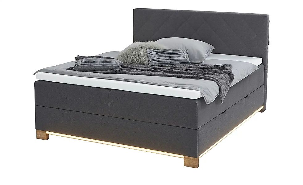 Boxspringbett USB-Anschluss & LED- Beleuchtung  Clara ¦ grau ¦ Maße (cm): B günstig online kaufen