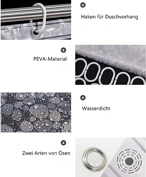 XDeer Duschvorhang Duschvorhang 180x180 - Shower Curtains mit 3 Magnete unt günstig online kaufen