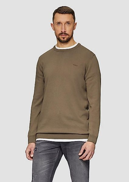 s.Oliver Rundhalspullover Langgrößen (1-tlg) Rundhals, langarm, Logo-Sticke günstig online kaufen