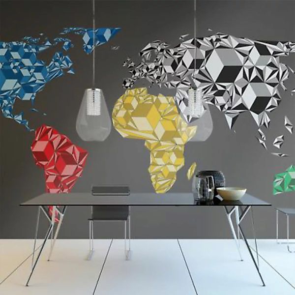 artgeist Fototapete Map of the World - colorful solids mehrfarbig Gr. 350 x günstig online kaufen