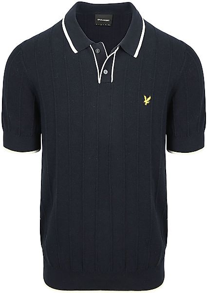 Lyle & Scott Strick-Poloshirt mit Kontrastkante Dunkelblau - Größe M günstig online kaufen
