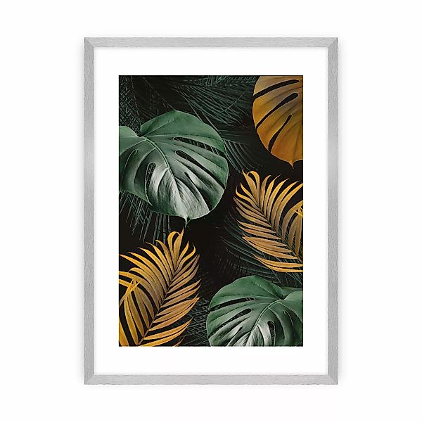 Poster Golden Leaves I, 21 x 30 cm , Ramka: Srebrna günstig online kaufen