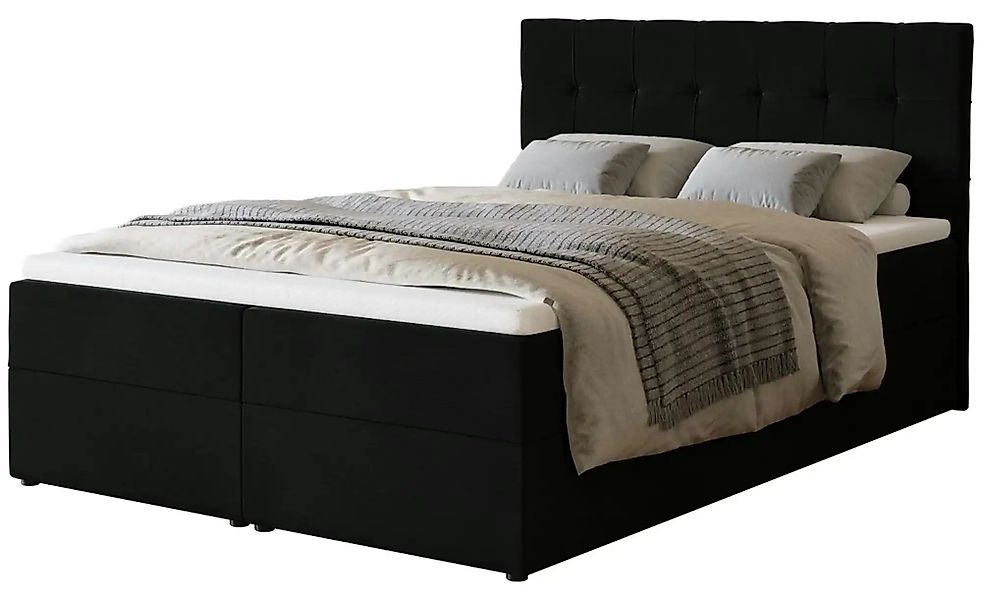 Boxbett mit Bettkasten und Topper Dartford ¦ schwarz ¦ Maße (cm): B: 140 H: günstig online kaufen