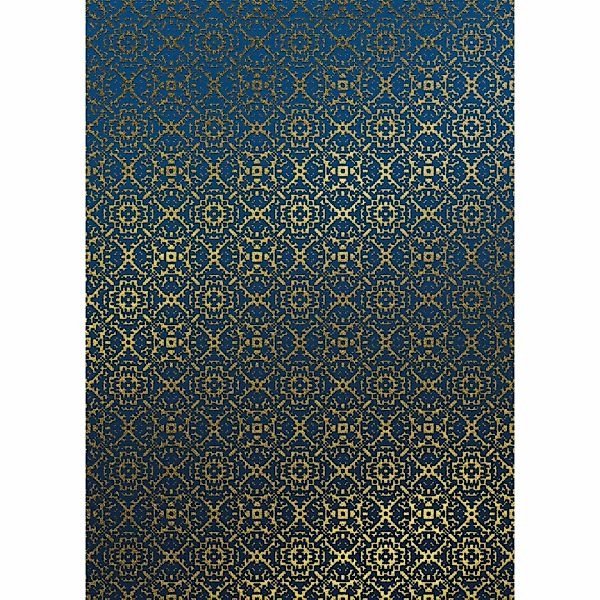 Sanders & Sanders Fototapete Aztekisch Blau und Gold 200 x 280 cm 611823 günstig online kaufen