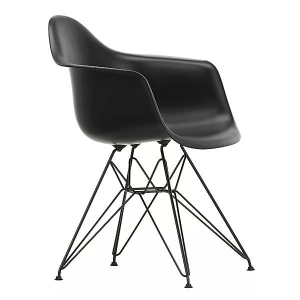 Vitra - Eames Plastic Armchair DAR Gestell schwarz - tiefschwarz/Sitzfläche günstig online kaufen