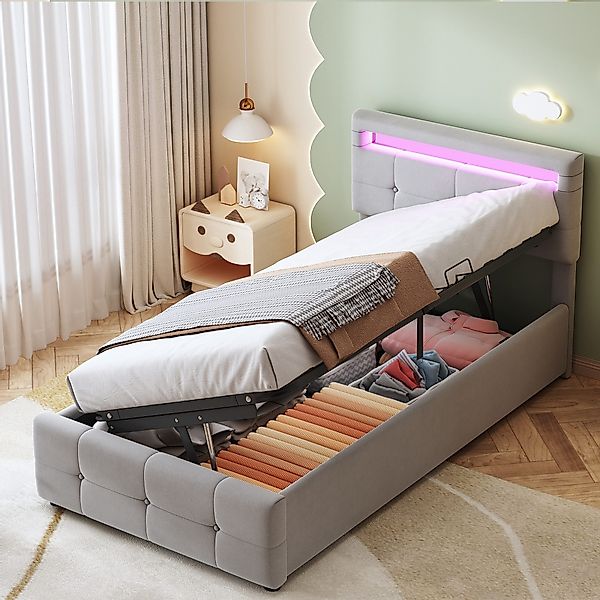 STILVORA Kinderbett 90×200 Bettgestell mit Hydraulisches günstig online kaufen