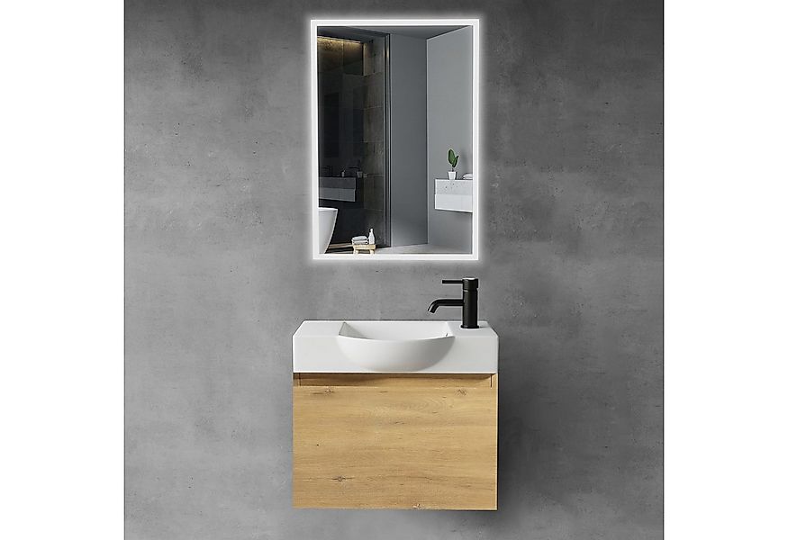 Alpenberger Badmöbel-Set Waschbecken mit Unterschrank 55 cm Breit, (Waschti günstig online kaufen