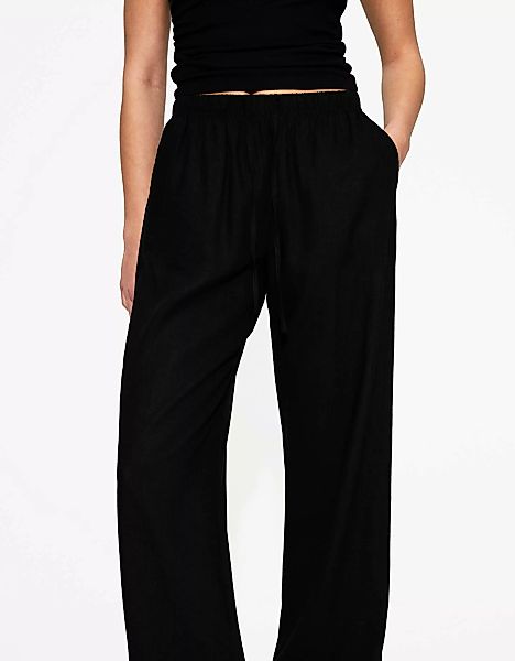 Bershka Hose Mit Leinen Und Kordelzug Mit Schleife Am Bund Damen S Schwarz günstig online kaufen