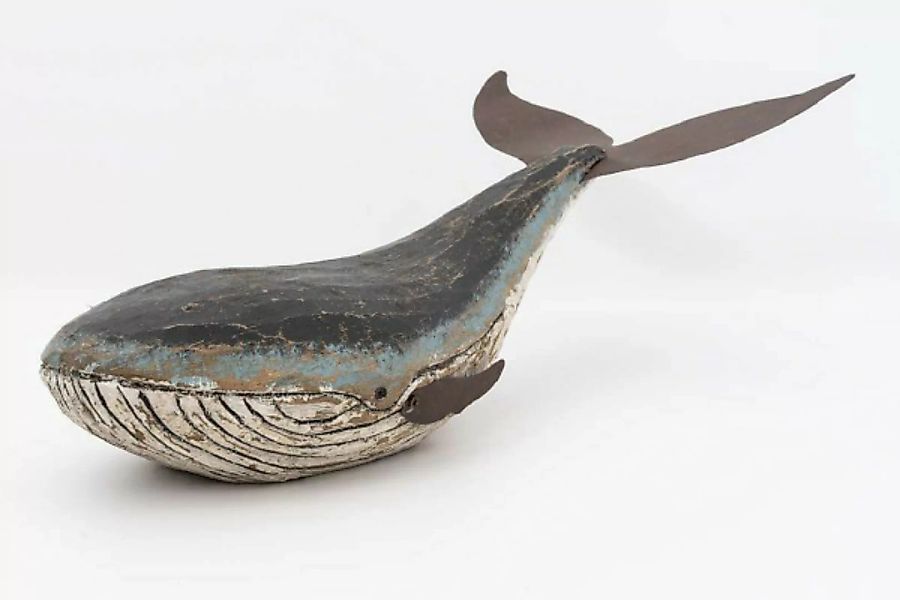 Dekofigur blauer Wal aus Holz - Länge 45 cm günstig online kaufen