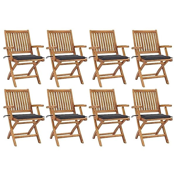 vidaXL Klappbare Gartenstühle mit Kissen 8 Stk Massivholz Teak 3072777 günstig online kaufen
