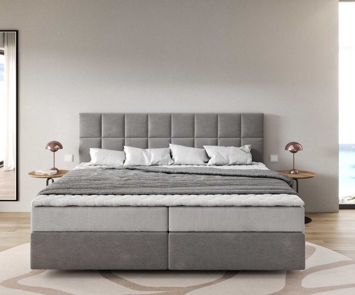 DELIFE Boxspringbett Dream-Fine, Mikrofaser Grau 200x200 günstig online kaufen