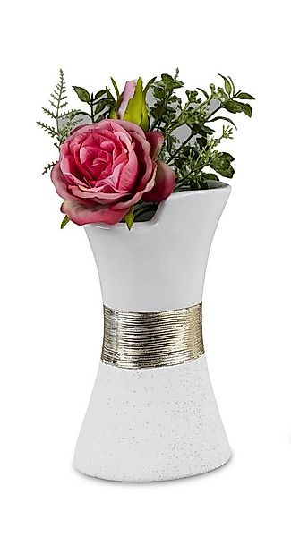 formano Dekovase Formano Vase Tischvase Weiß Cremeweiß mit Goldband in 2 Gr günstig online kaufen