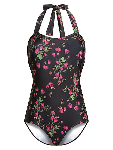 Pussy Deluxe Vintage Rose Damen Badeanzug schwarz allover günstig online kaufen