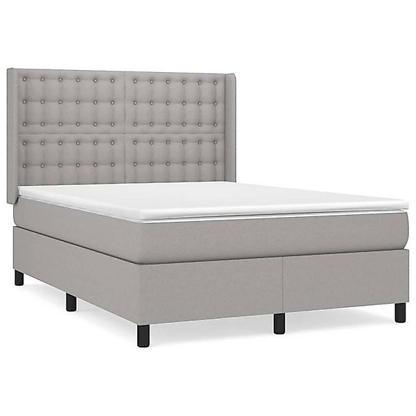 vidaXL Boxspringbett, Boxbett mit Matratze Hellgrau 140x200 cm Stoff günstig online kaufen